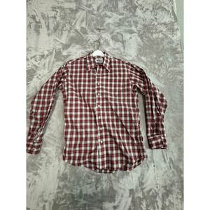 Woolrich Mens Plaid Long Sleeve Button Up Shirt Red White Green Classic Fit